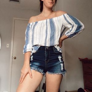 Off the shoulder striped top